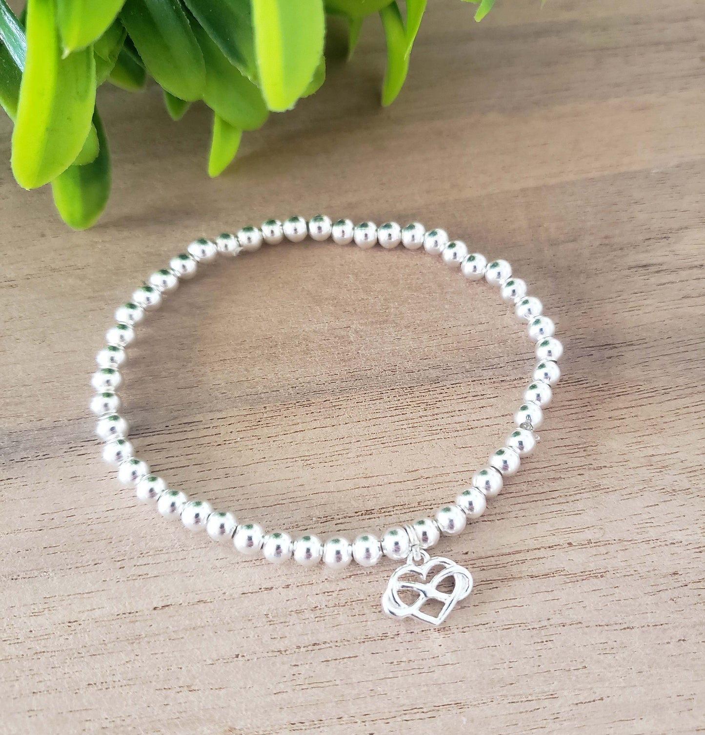 Graduation Gift, Infinity Heart Bracelet, Choice of 4mm or 5mm Beads