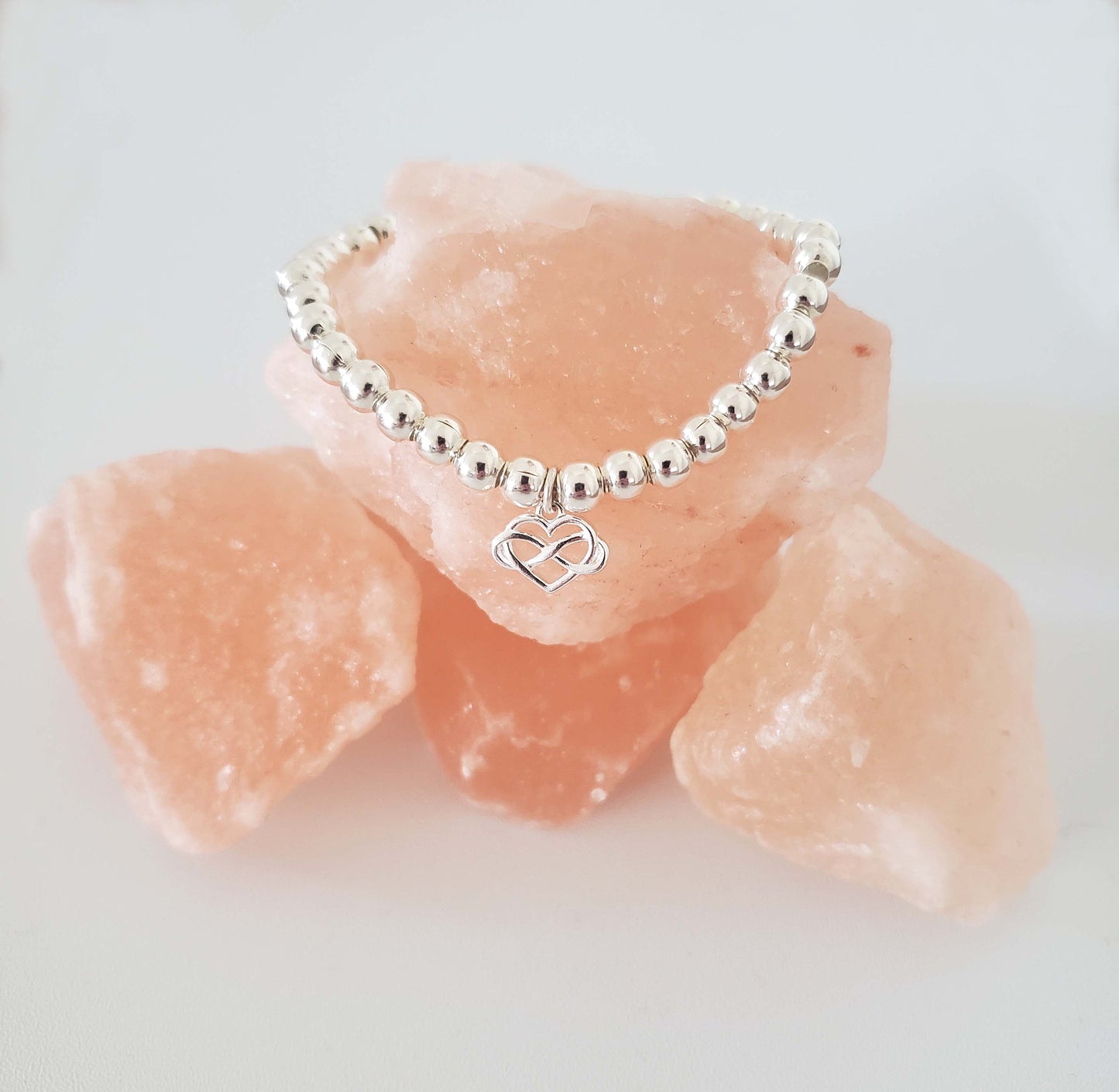 Graduation Gift, Infinity Heart Bracelet, Choice of 4mm or 5mm Beads