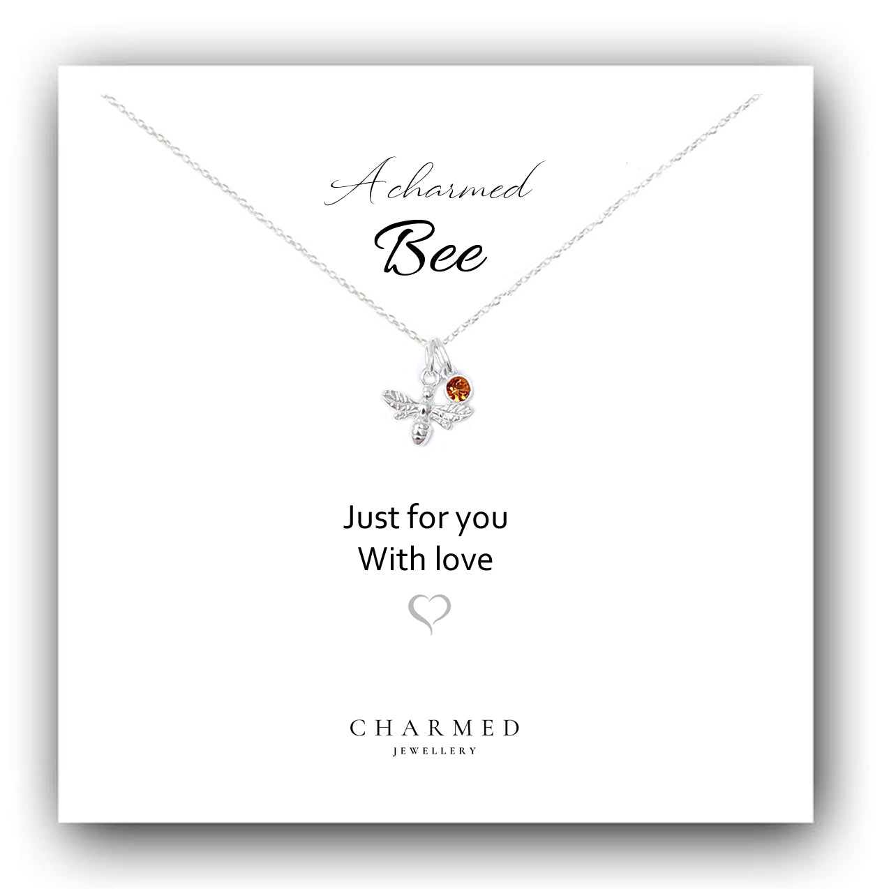 A Charmed Bee Birthstone Necklace Sterling Silver 925, Personalised Jewellery