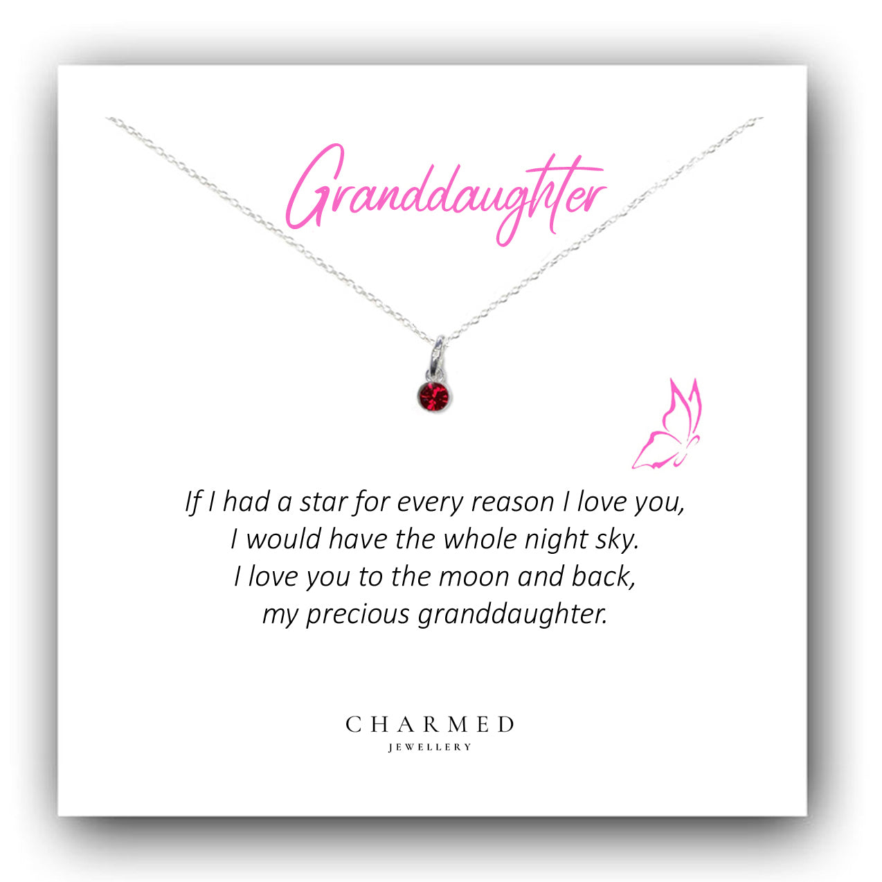 Granddaughter Gift, Swarovski Crystal Birthstone Necklace in Sterling Silver 925, Personalised Gift