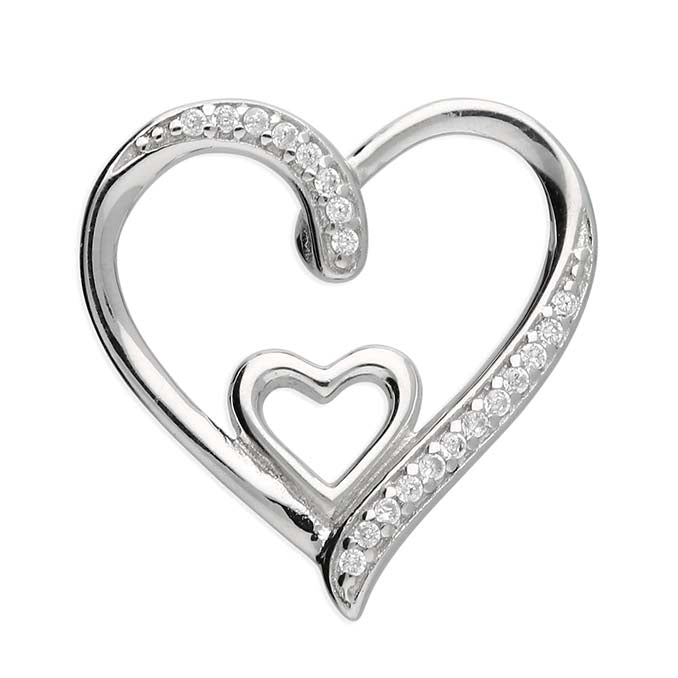 Twin Heart Necklace with Cubic Zirconia 925 Sterling Silver