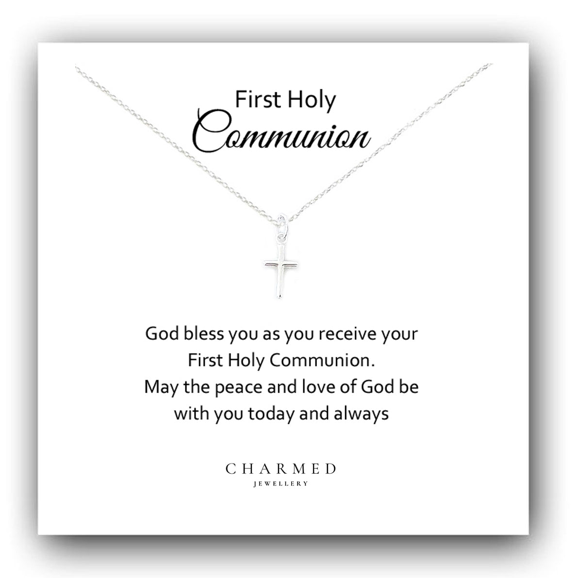 First Holy Communion Gift, Cross Necklace in Sterling Silver 925, Personalised Gift
