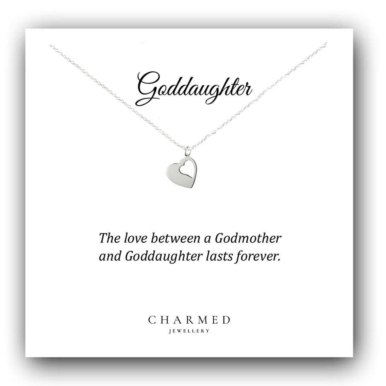 Goddaughter Cut Out Heart Necklace in Sterling Silver 925 - Personalised Jewellery Gift