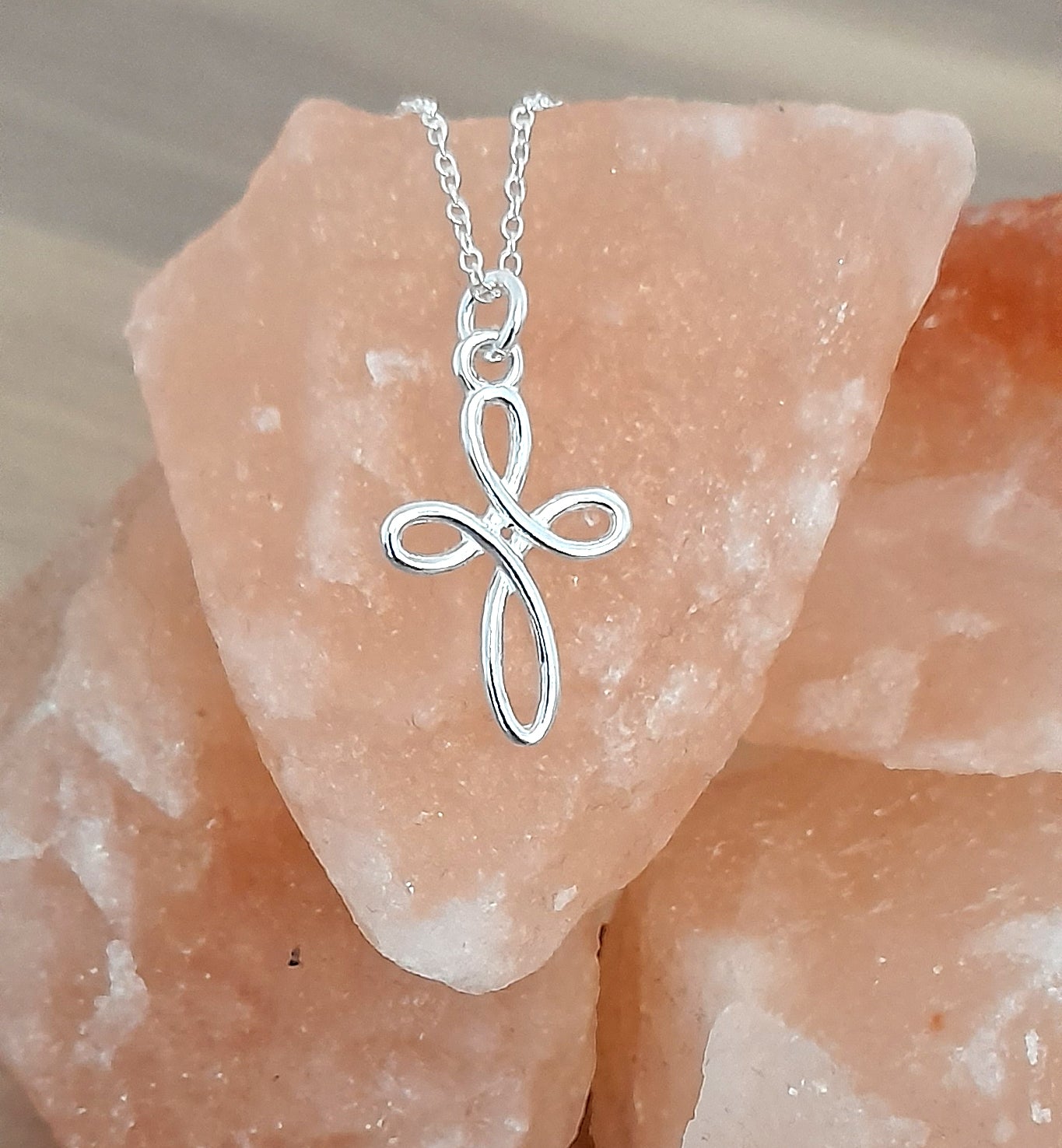Confirmation Eternity Cross Necklace in Sterling Silver 925, Personalised Jewellery Gift