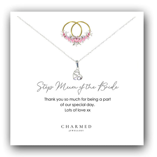 Step Mum of the Bride Gift, Fancy Heart Necklace in Sterling Silver 925, Personalised Gift