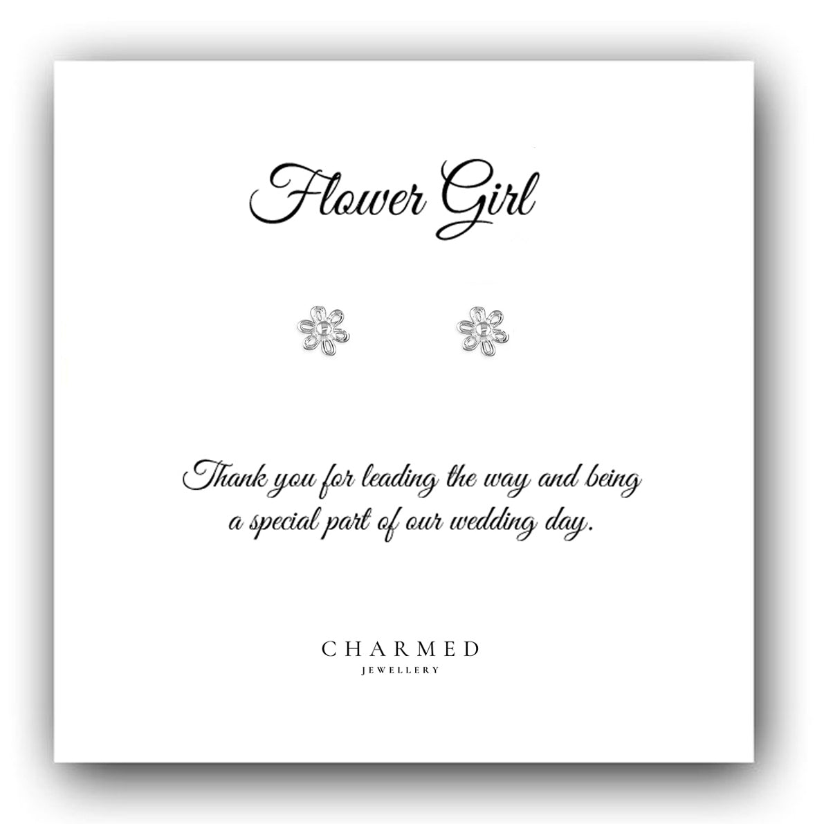 Flower Girl, Flower Stud Earrings Sterling Silver 925, Personalised Jewellery Gift