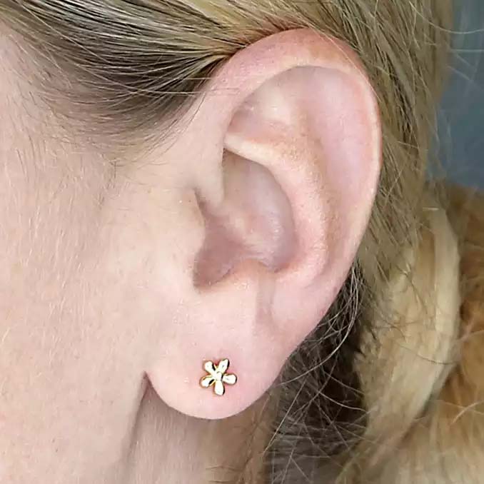 Flower Stud Earrings | 14ct Gold Plated Sterling Silver | Personalised Gift for Her
