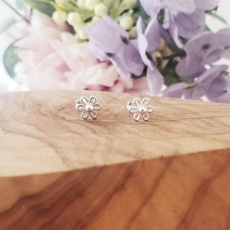 Flower Stud Earrings 925 Sterling Silver
