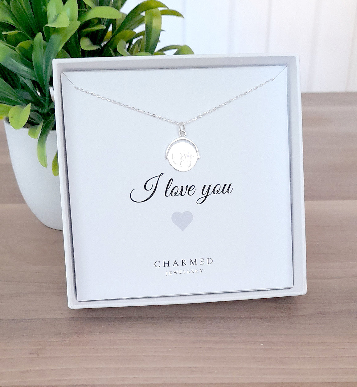 Spinner Necklace with Hidden Message in Sterling Silver 925, Personalised Jewellery Gift