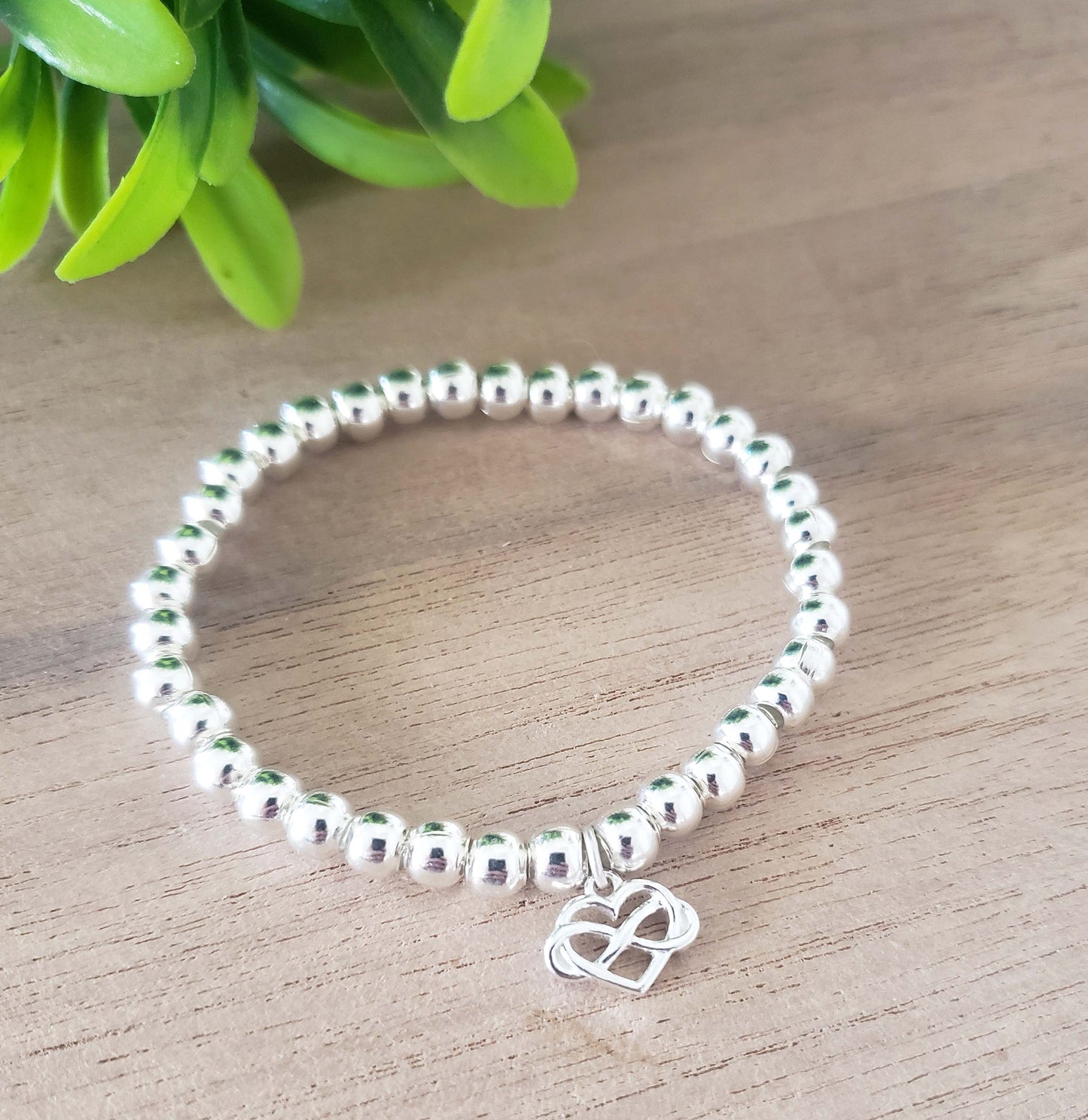Graduation Gift, Infinity Heart Bracelet, Choice of 4mm or 5mm Beads