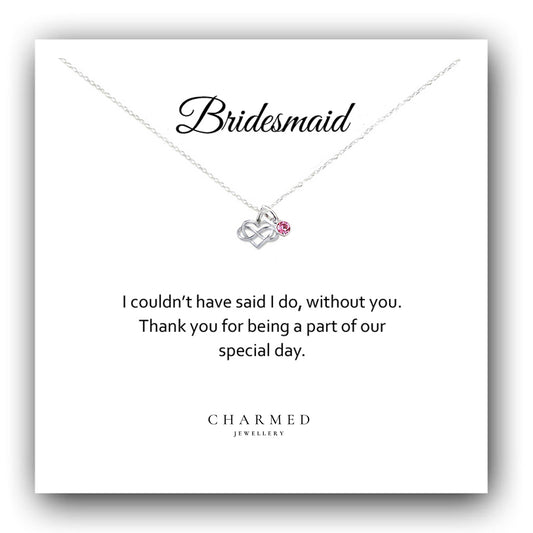 Bridesmaid Gift Infinity Heart Necklace in Sterling Silver 925, Personalised Gift