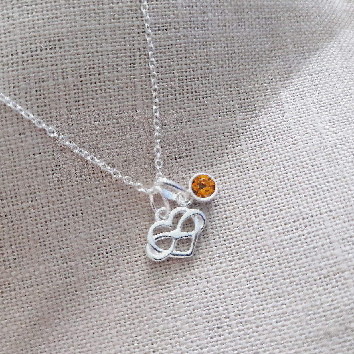 Mother of the Groom Infinity Heart Necklace with Birthstone in Sterling Silver 925, Personalised Jewellery Gift