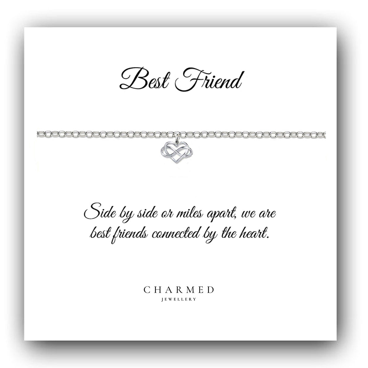 Best Friend Infinity Heart Bracelet in Sterling Silver 925, Personalised Gift