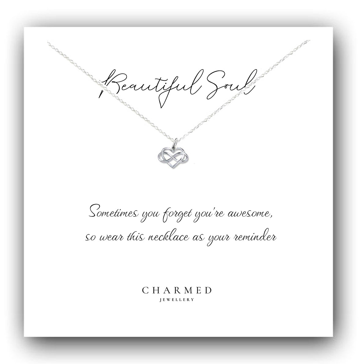 Inspirational Gift, Infinity Heart Necklace in Sterling Silver 925, Personalised Jewellery Gift