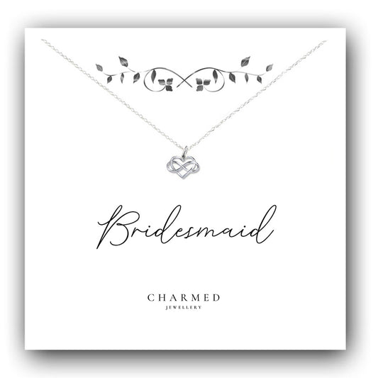 Bridesmaid Gift Infinity Heart Necklace in Sterling Silver 925, Personalised Gift