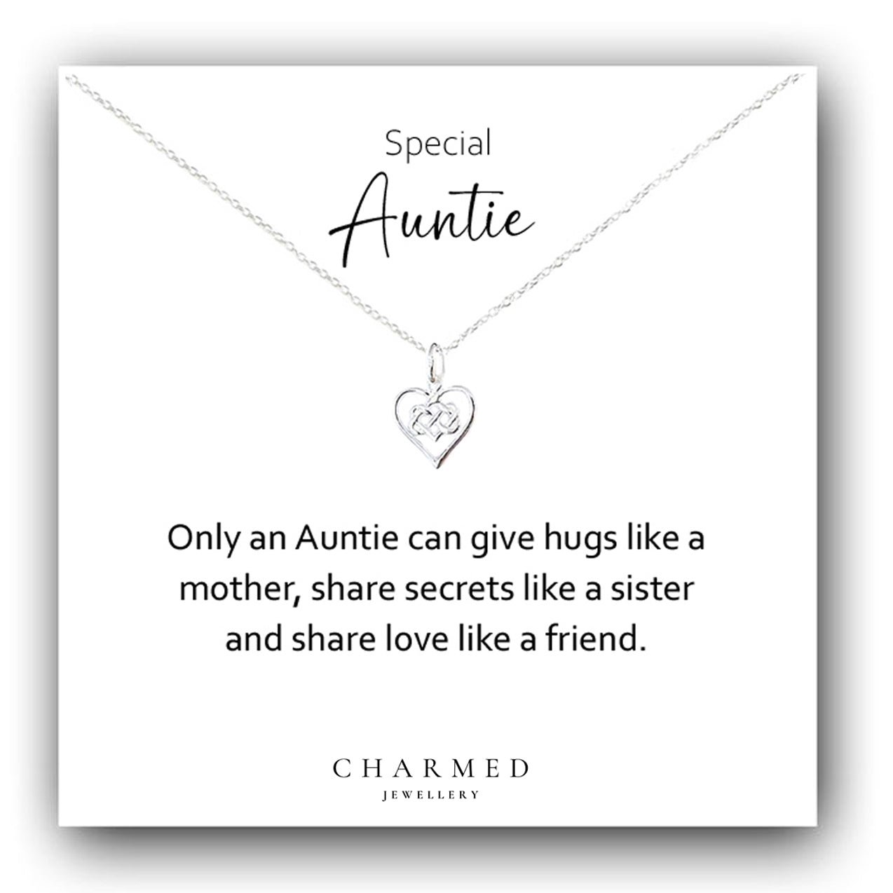 Auntie Infinity Knot Necklace in Sterling Silver 925 | Personalised Jewellery Gift