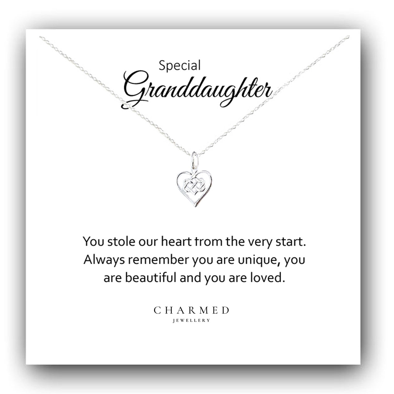 Granddaughter Infinity Knot Necklace in Sterling Silver 925 | Personalised Jewellery Gift