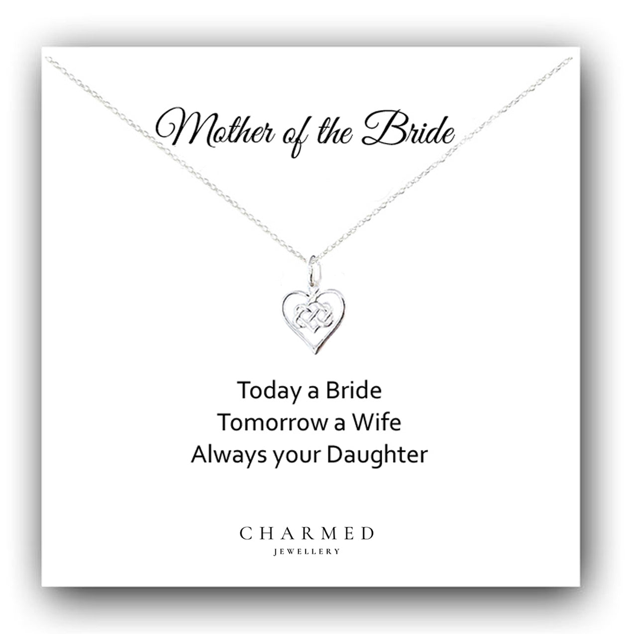 Mother of the Bride Infinity Knot Necklace Sterling Silver 925