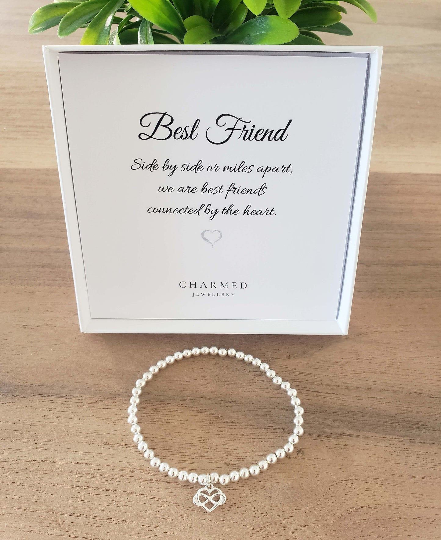 Best Friend Gift, Infinity Heart Bracelet, Choice of 4mm or 5mm Beads