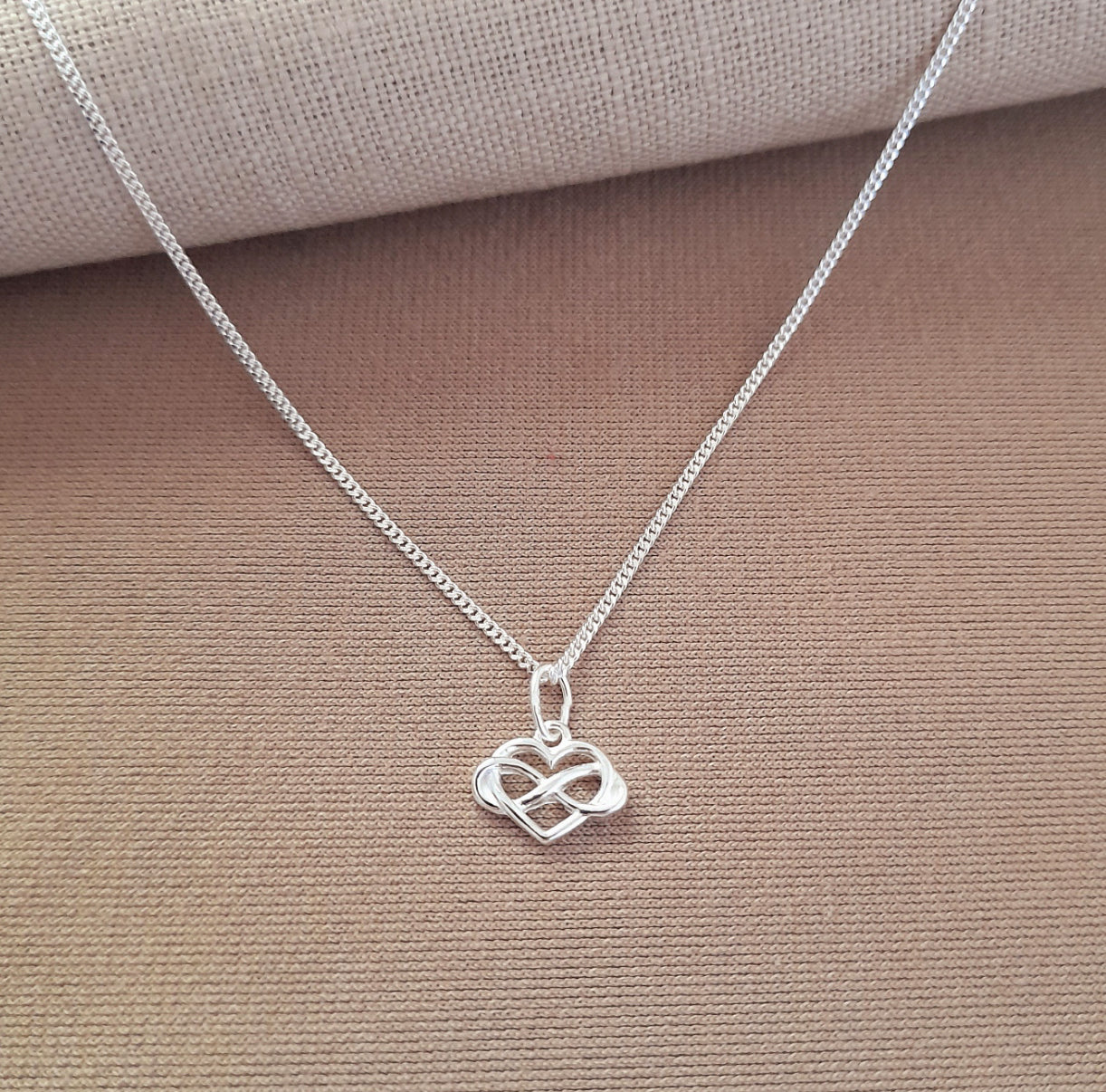 Infinity Heart Necklace Sterling Silver 925, Personalised Jewellery