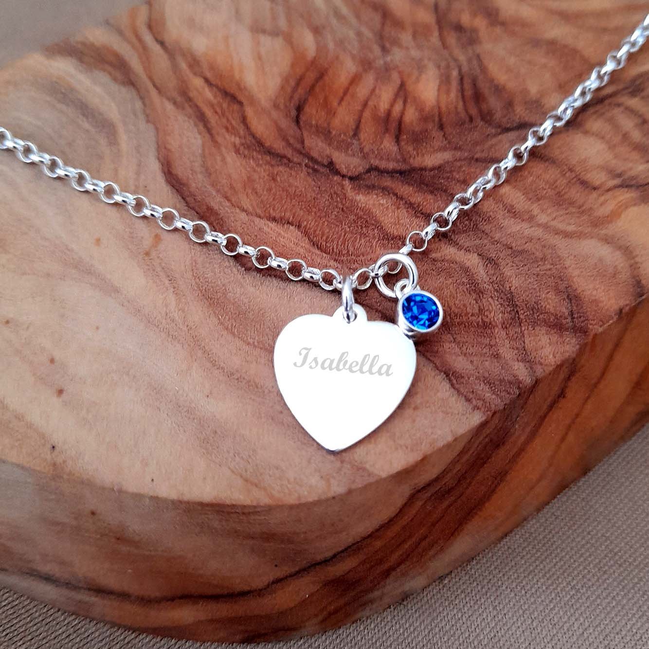 Engraved Name Birthstone Bracelet Sterling Silver, Personalised Jewellery