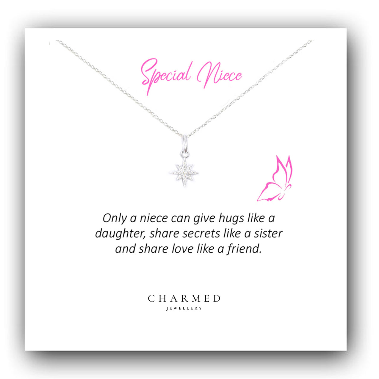 Niece Gift, North Star Necklace in Sterling Silver 925, Personalised Gift
