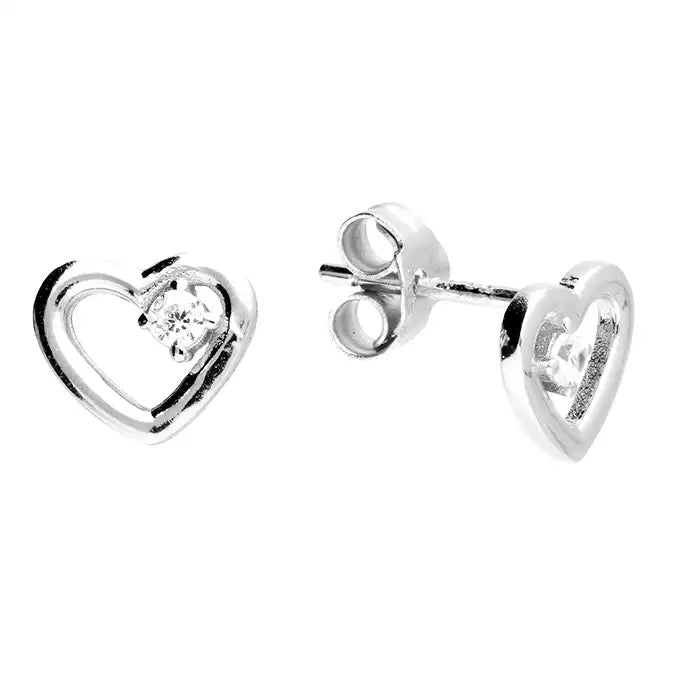 Granddaughter Gift, CZ Heart Stud Earrings in Sterling Silver 925 | Personalised Jewellery Gift