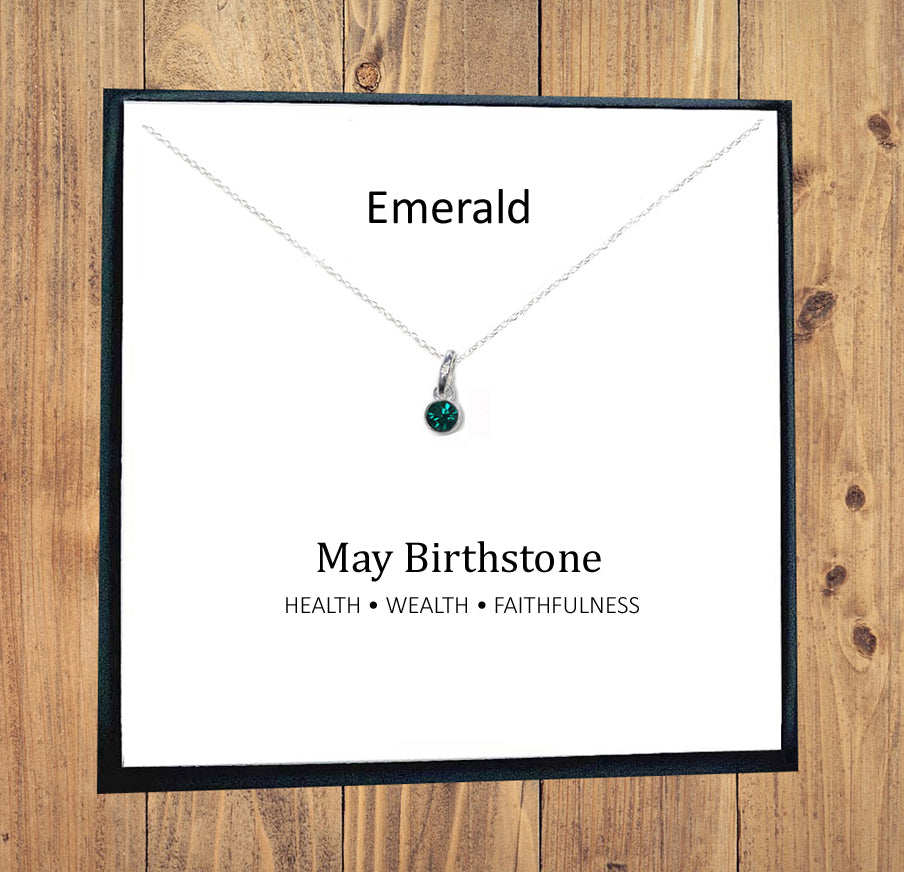 Emerald May Birthstone Necklace 925 Sterling Silver, Personalised Jewellery