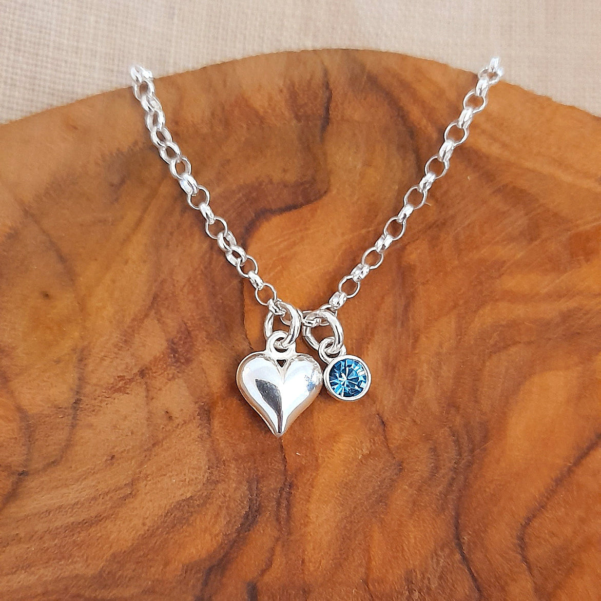 Graduation Gift, Puffy Heart Bracelet with Birthstone in Sterling Silver 925, Personalised Jewellery Gift