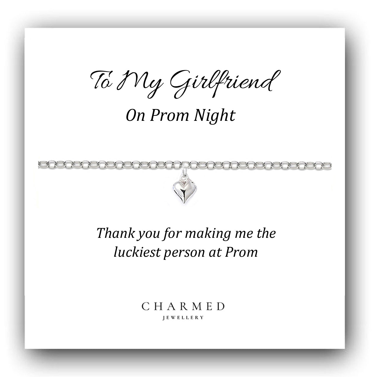 Prom Gift for Girlfriend, Puffy Heart Bracelet in Sterling Silver 925, Personalised Jewellery Gift