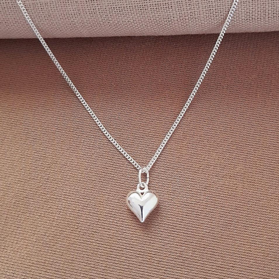 Puffy Heart Necklace 925 Sterling Silver, Personalised Jewellery