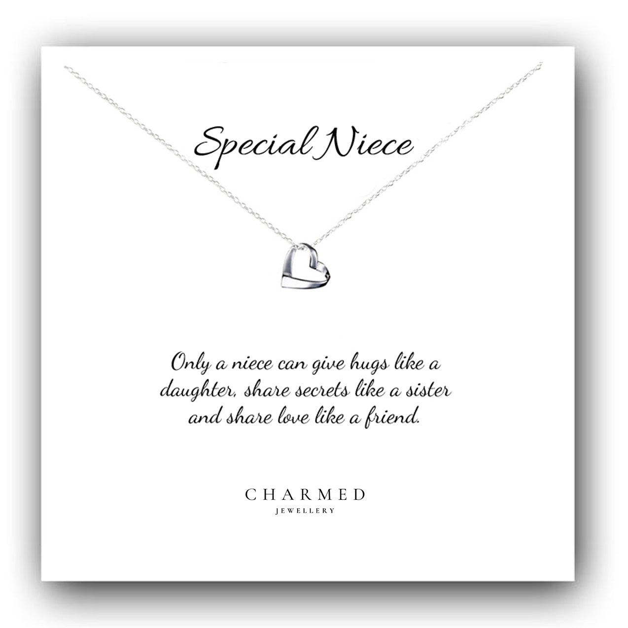 Niece Gift, Puffy Heart Necklace in Sterling Silver 925, Personalised Gift