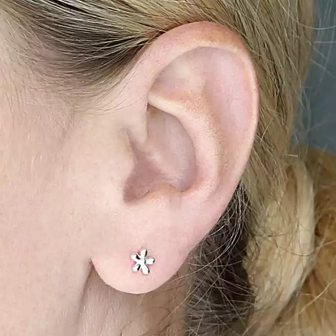Granddaughter Gift, Flower Stud Earrings Sterling Silver 925, Personalised Jewellery Gift