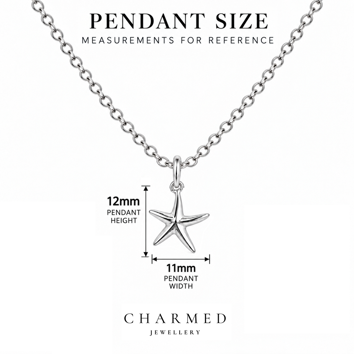 Sterling Silver Starfish Necklace measurements