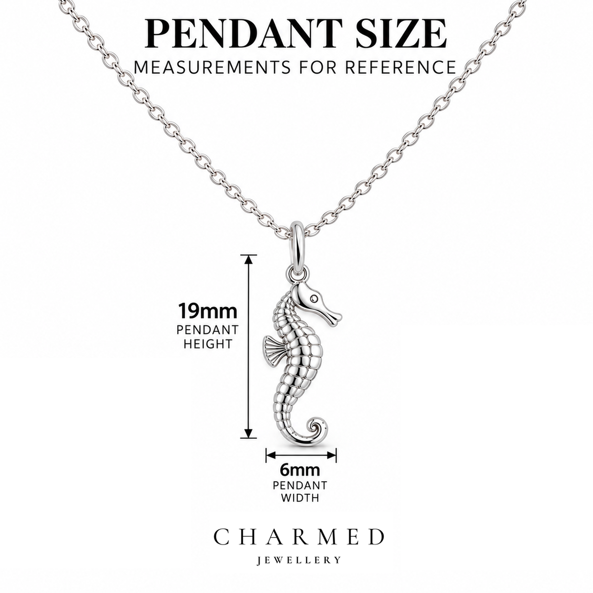Sterling Silver 19mm x 6mm Seahorse Necklace