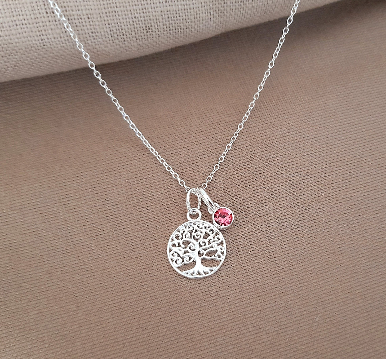 Tree of Life Birthstone Necklace 925 Sterling Silver, Personalised Jewellery