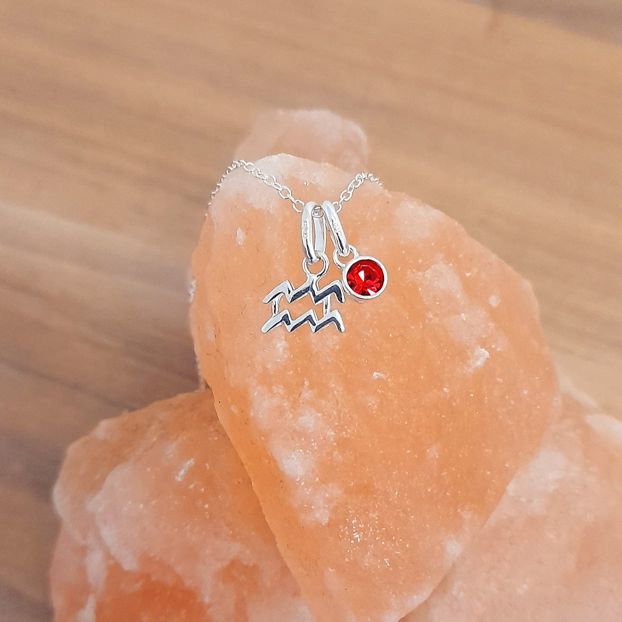 Granddaughter Gift, Zodiac Necklace with Crystal Birthstone in Sterling Silver 925, Personalised Jewellery Gift