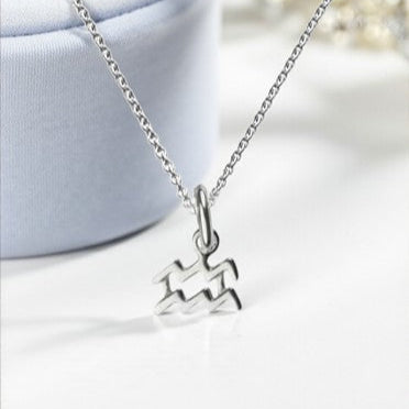 Aquarius Zodiac Necklace in Sterling Silver 925 | January–February Star Sign Jewellery Gift