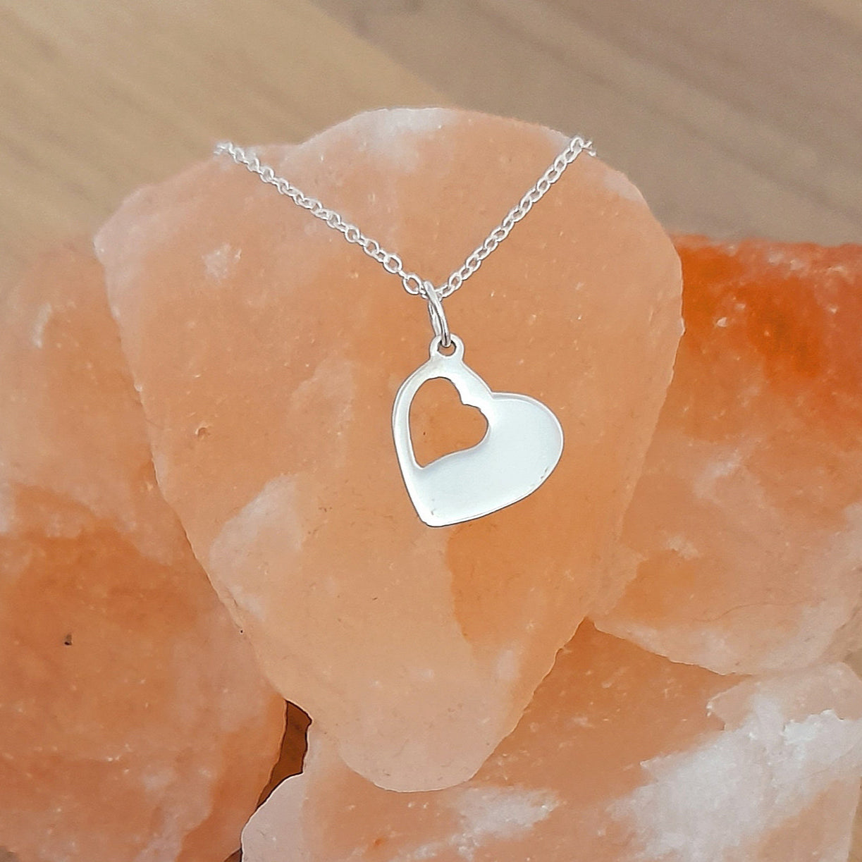 60th Birthday Cut Out Heart Necklace in Sterling Silver 925, Personalised Jewellery Gift