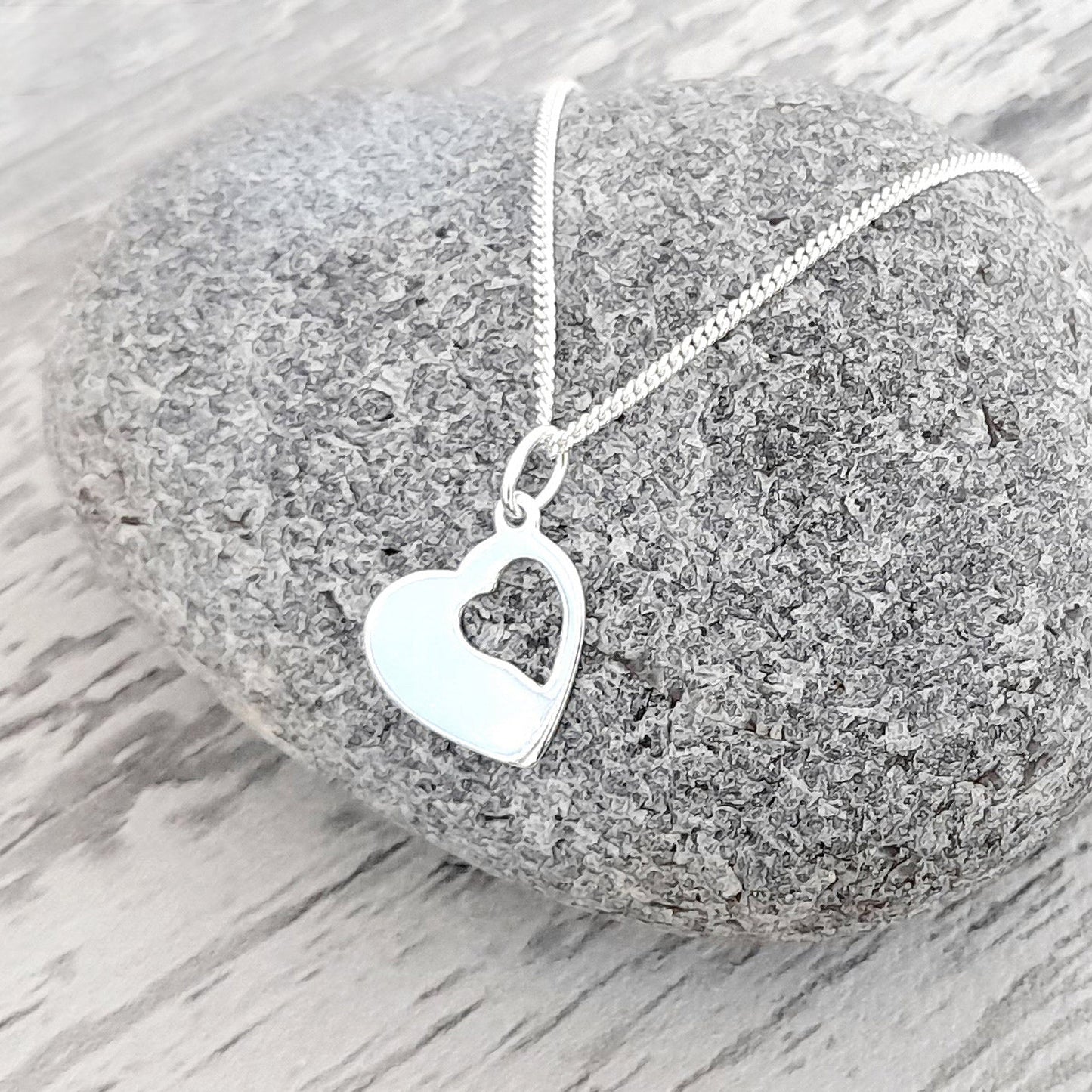 18th Birthday Cut Out Heart Necklace in Sterling Silver 925, Personalised Jewellery Gift