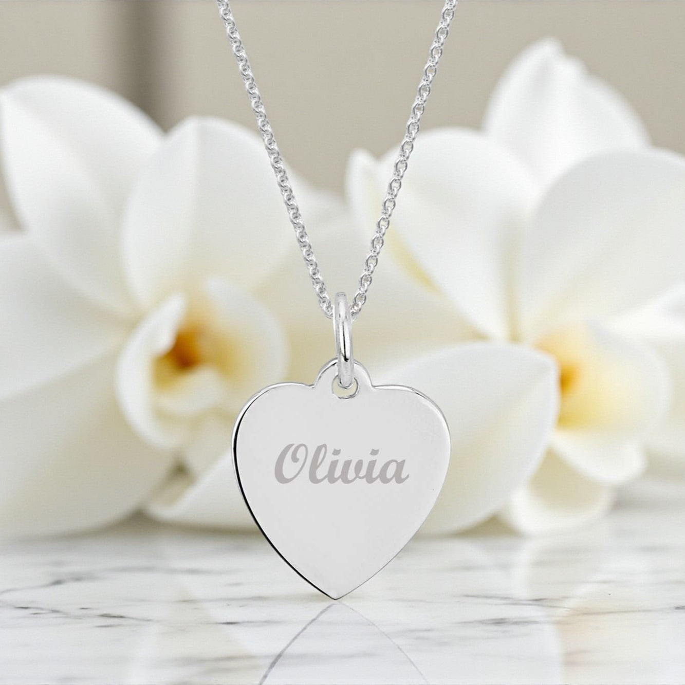 Engraved Name Heart Necklace | Sterling Silver 925 | Personalised Jewellery