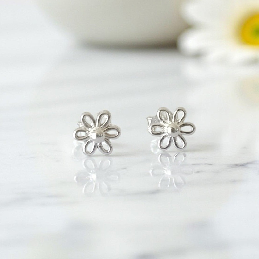 Flower Stud Earrings | Sterling Silver 925 | Elegant Jewellery Gift