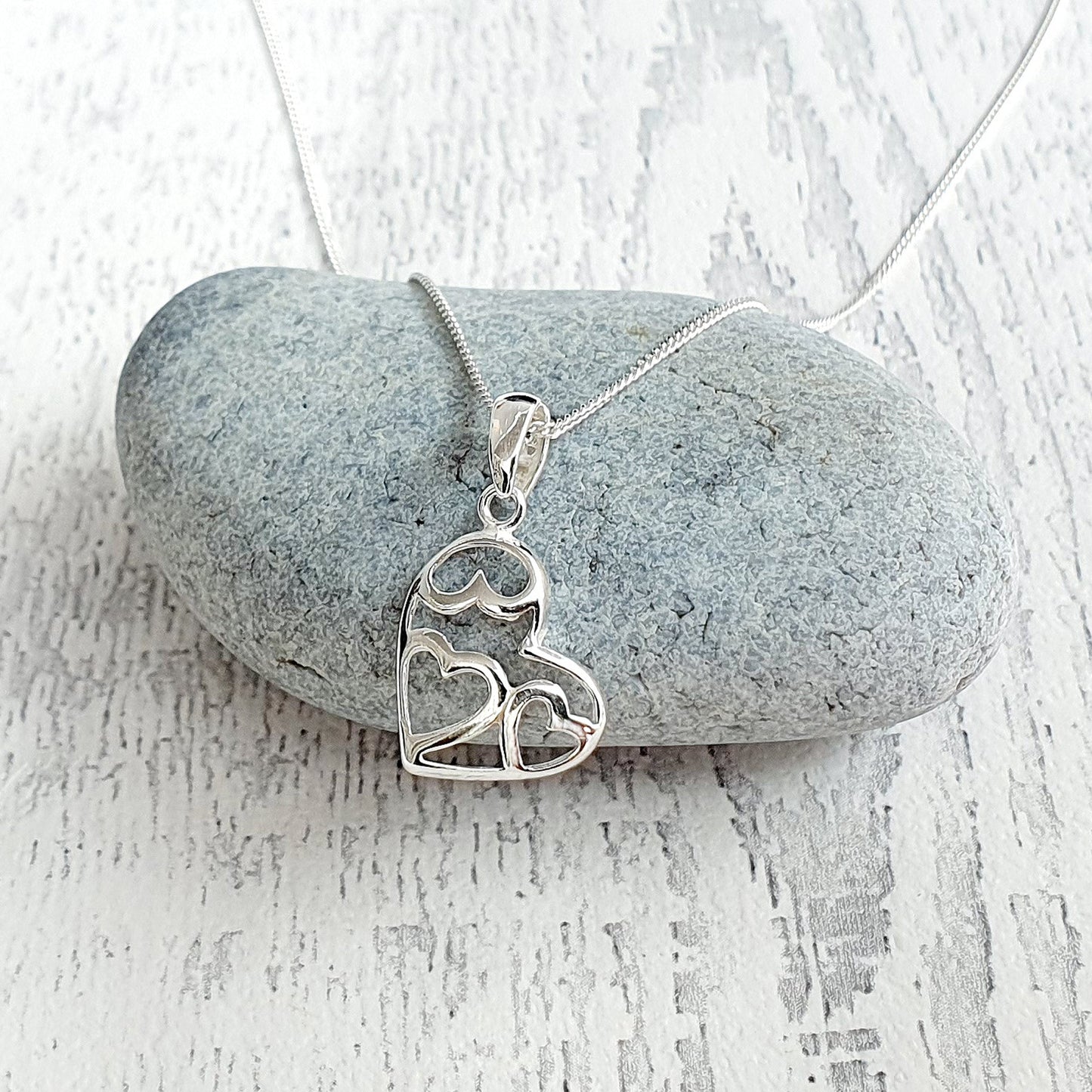 70th Birthday Fancy Heart Necklace in Sterling Silver 925, Personalised Jewellery Gift