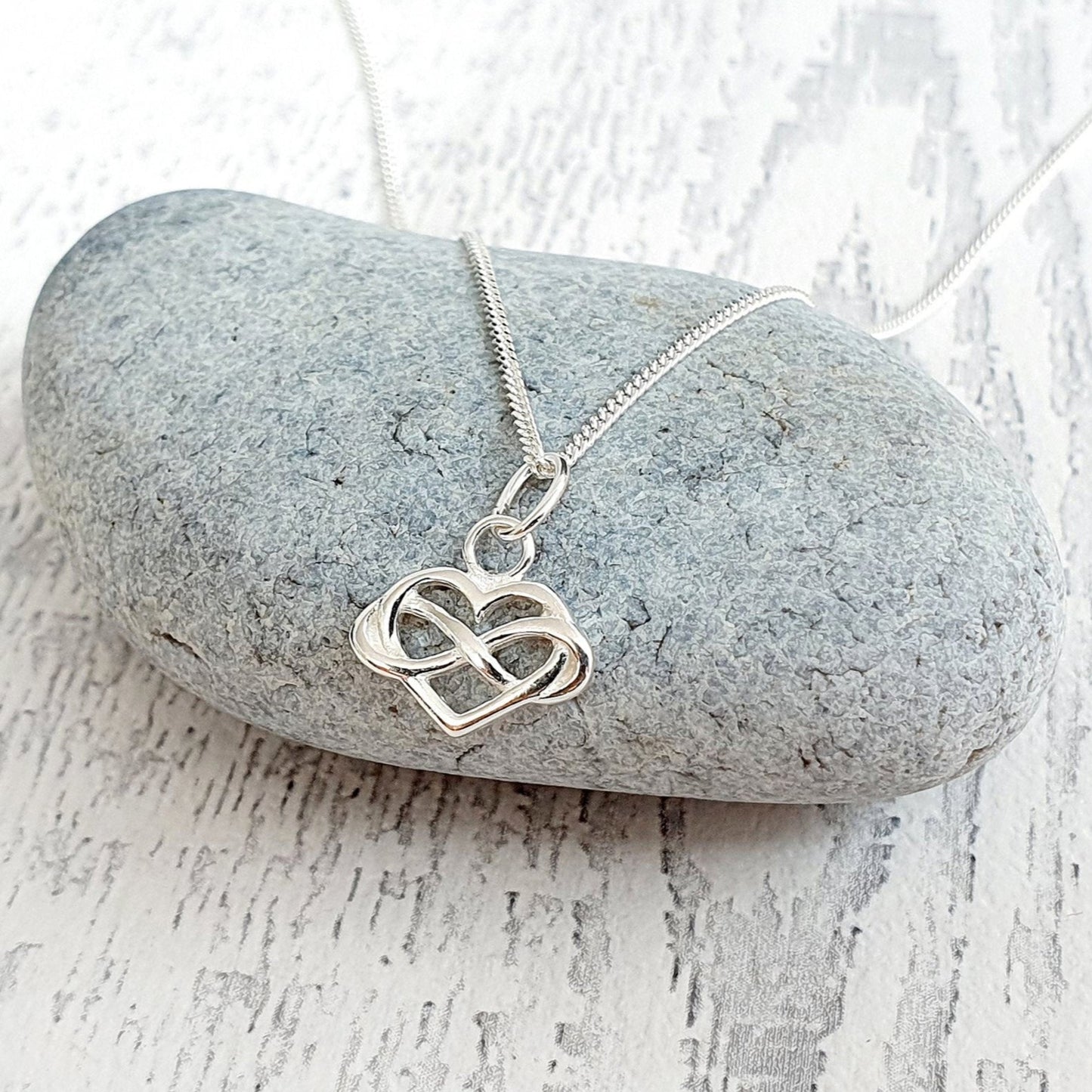Infinity Heart Necklace Sterling Silver 925, Personalised Jewellery