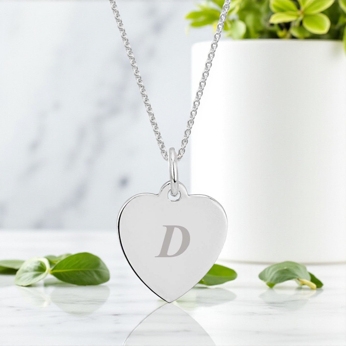 Initial Letter Engraved Necklace in Sterling Silver 925 | Personalised Jewellery Gift
