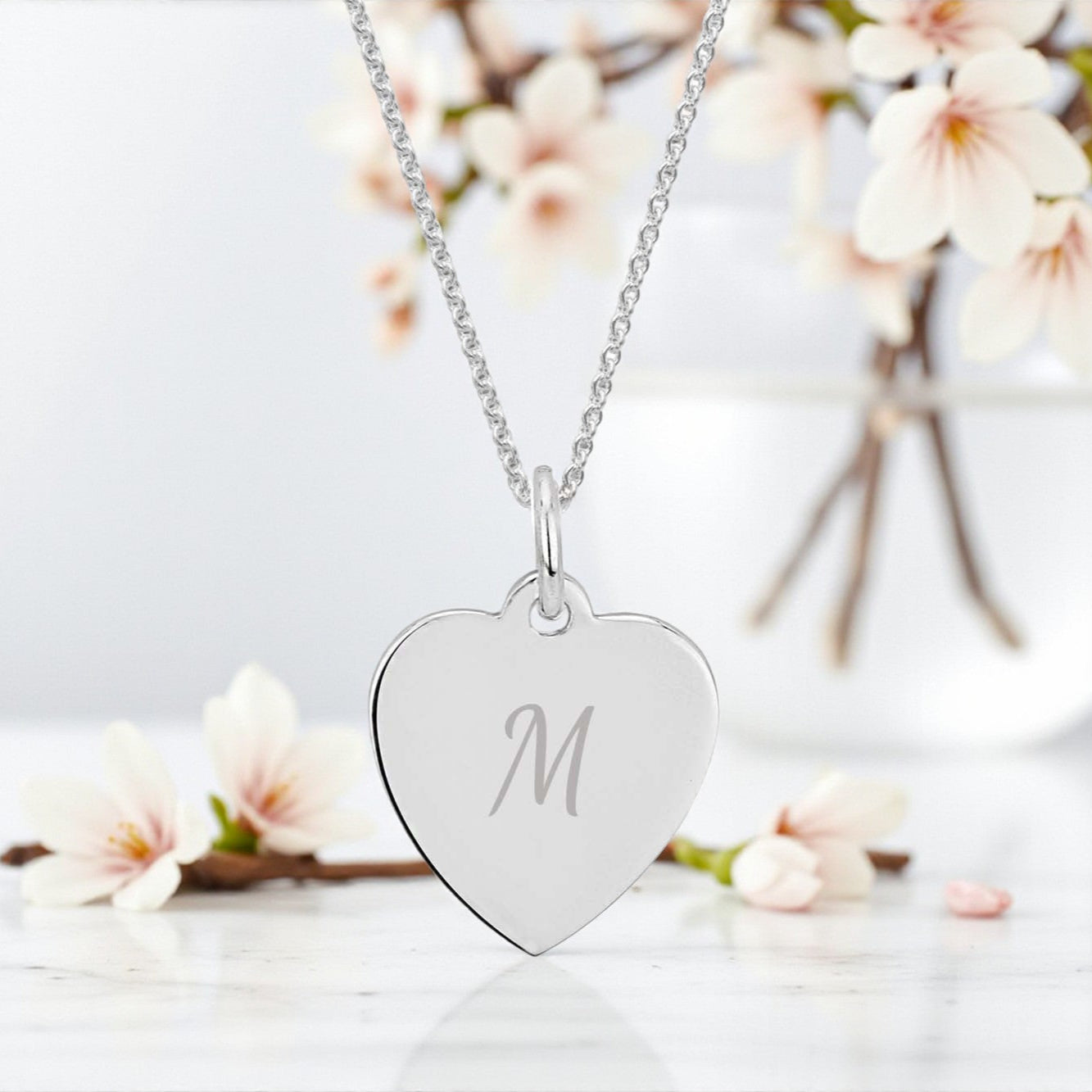 Initial Letter Engraved Necklace in Sterling Silver 925 | Personalised Jewellery Gift