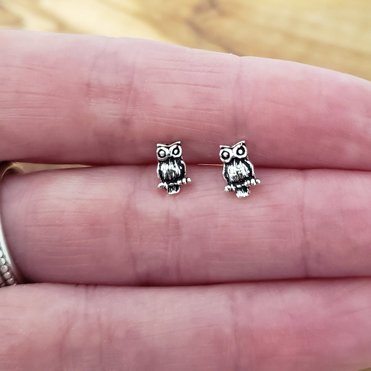 Sterling Silver Small Owl Stud Earrings | Dainty Animal Jewellery