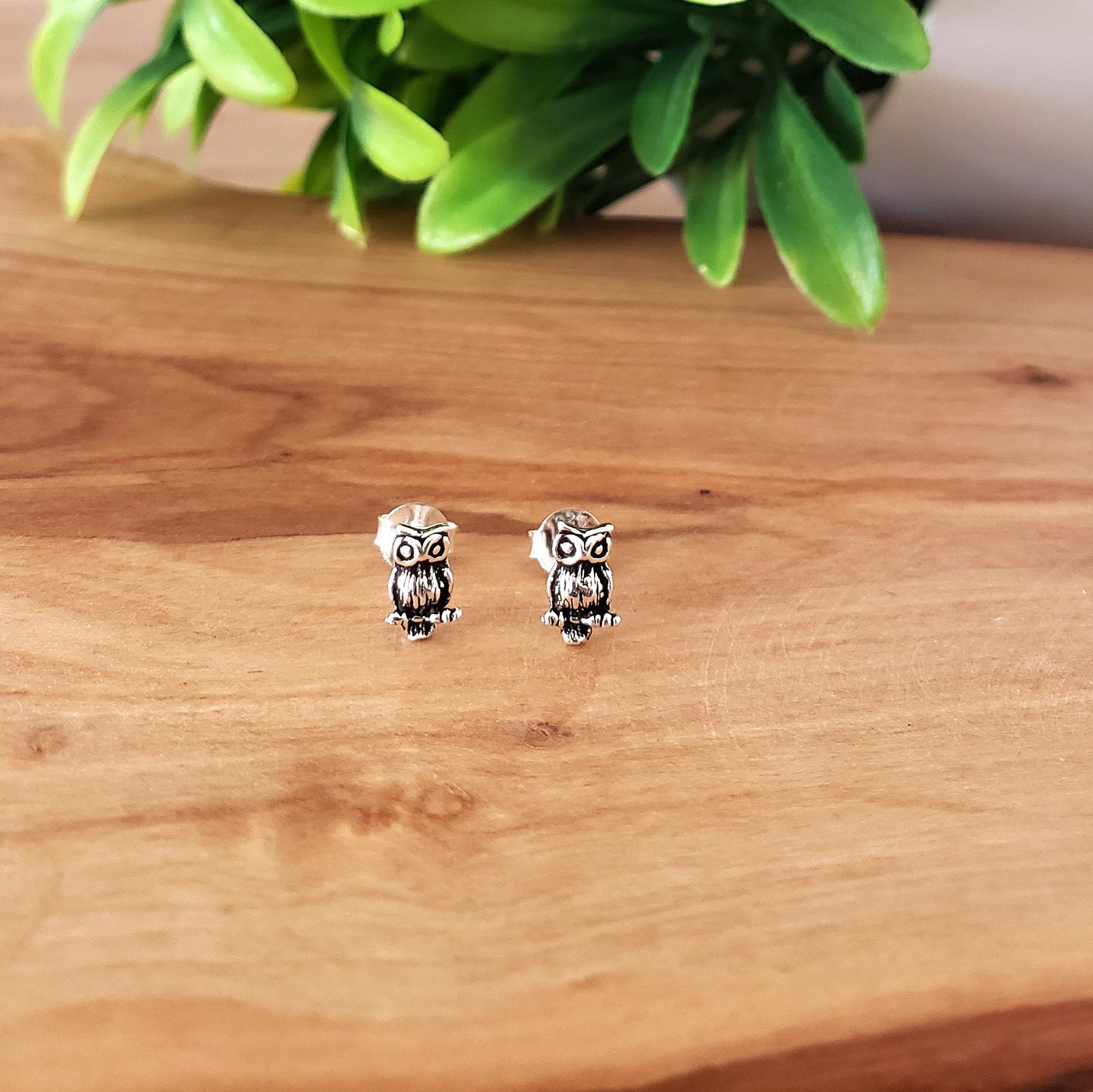 Sterling Silver Small Owl Stud Earrings | Dainty Animal Jewellery