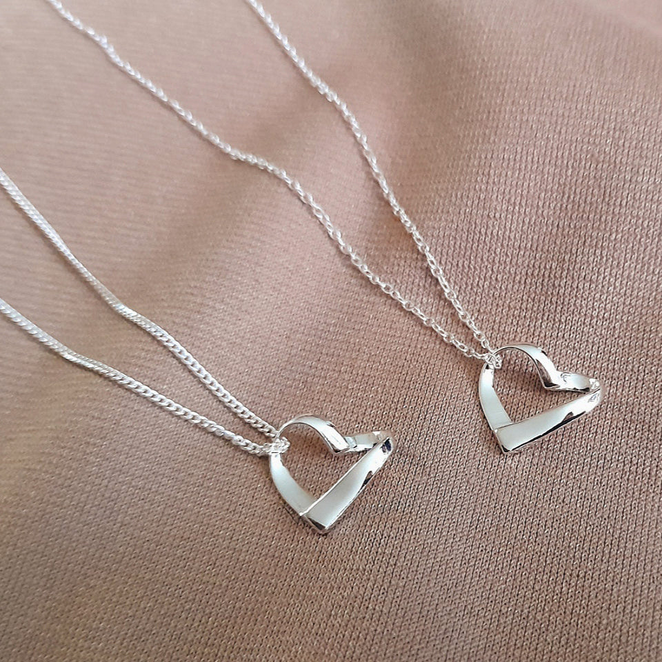 60th Birthday Ribbon Heart Necklace in Sterling Silver 925, Personalised Jewellery Gift
