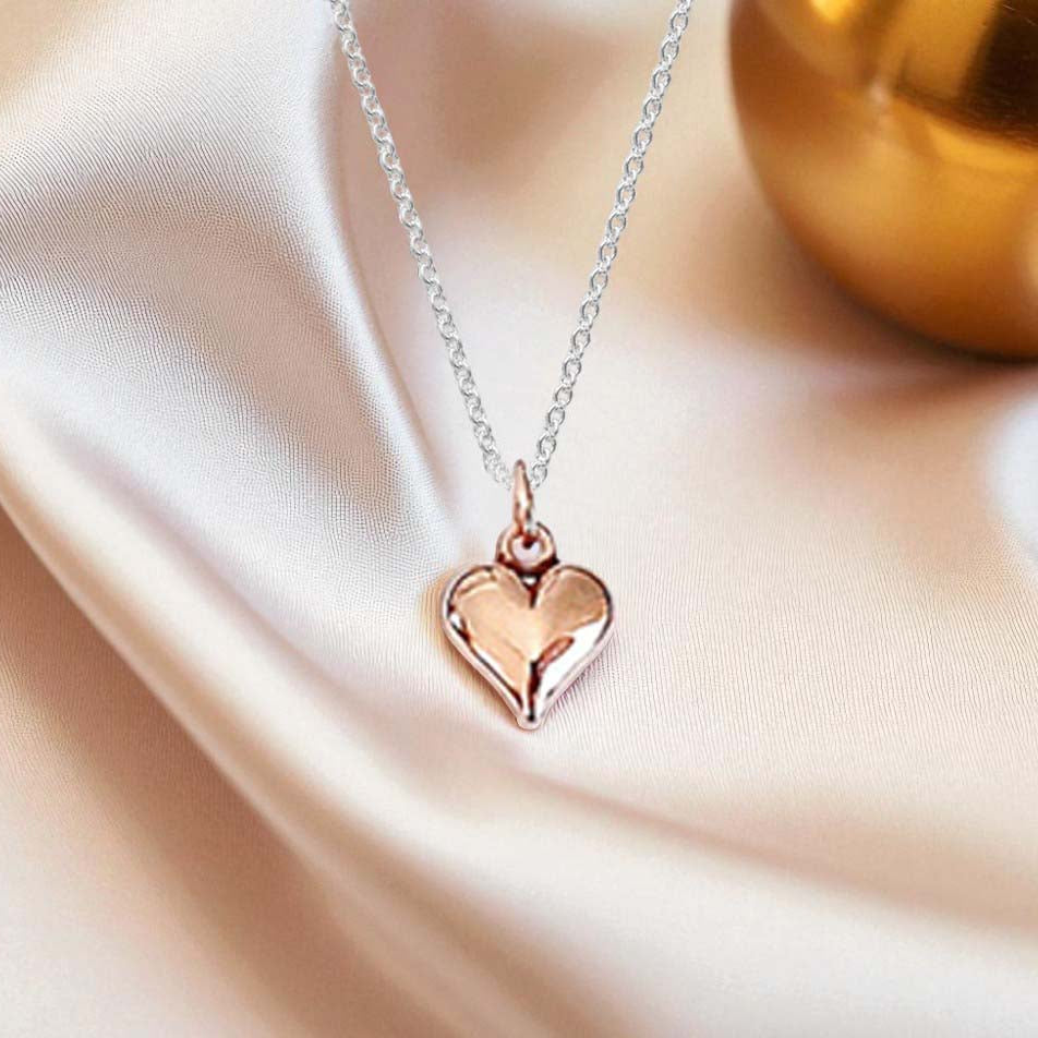 Rose Gold Puffy Heart Necklace 925 Sterling Silver – Elegant Jewellery Gift